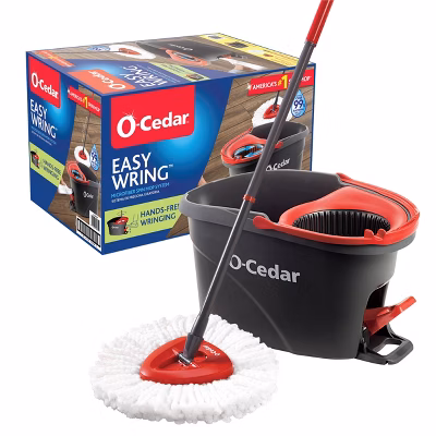 O-cedar Easywring Spin Mop And Bucket System: Portable, Non-abrasive, Reusable, Extendable Handle
