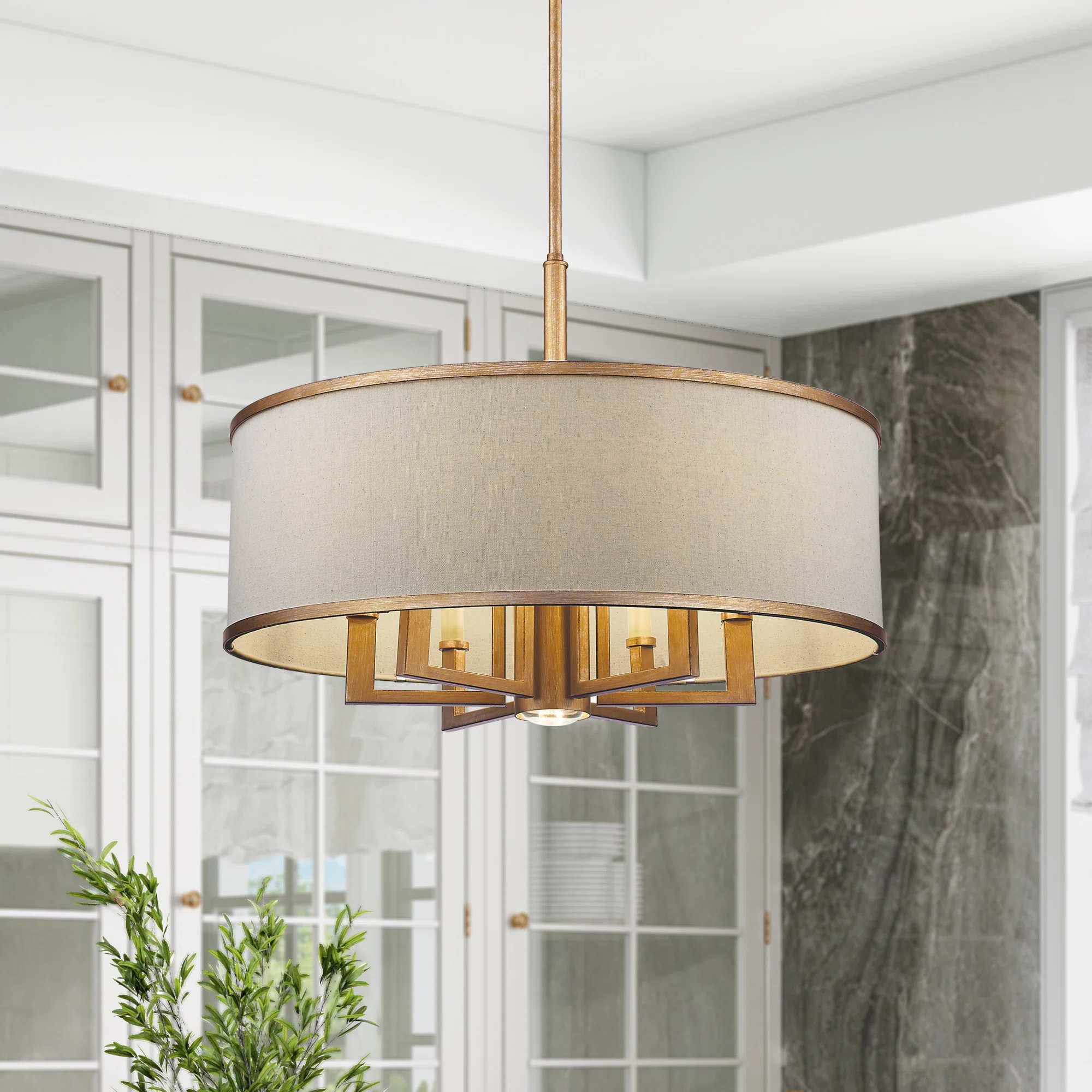 Berthine 7 - Light Steel Dimmable Drum Chandelier