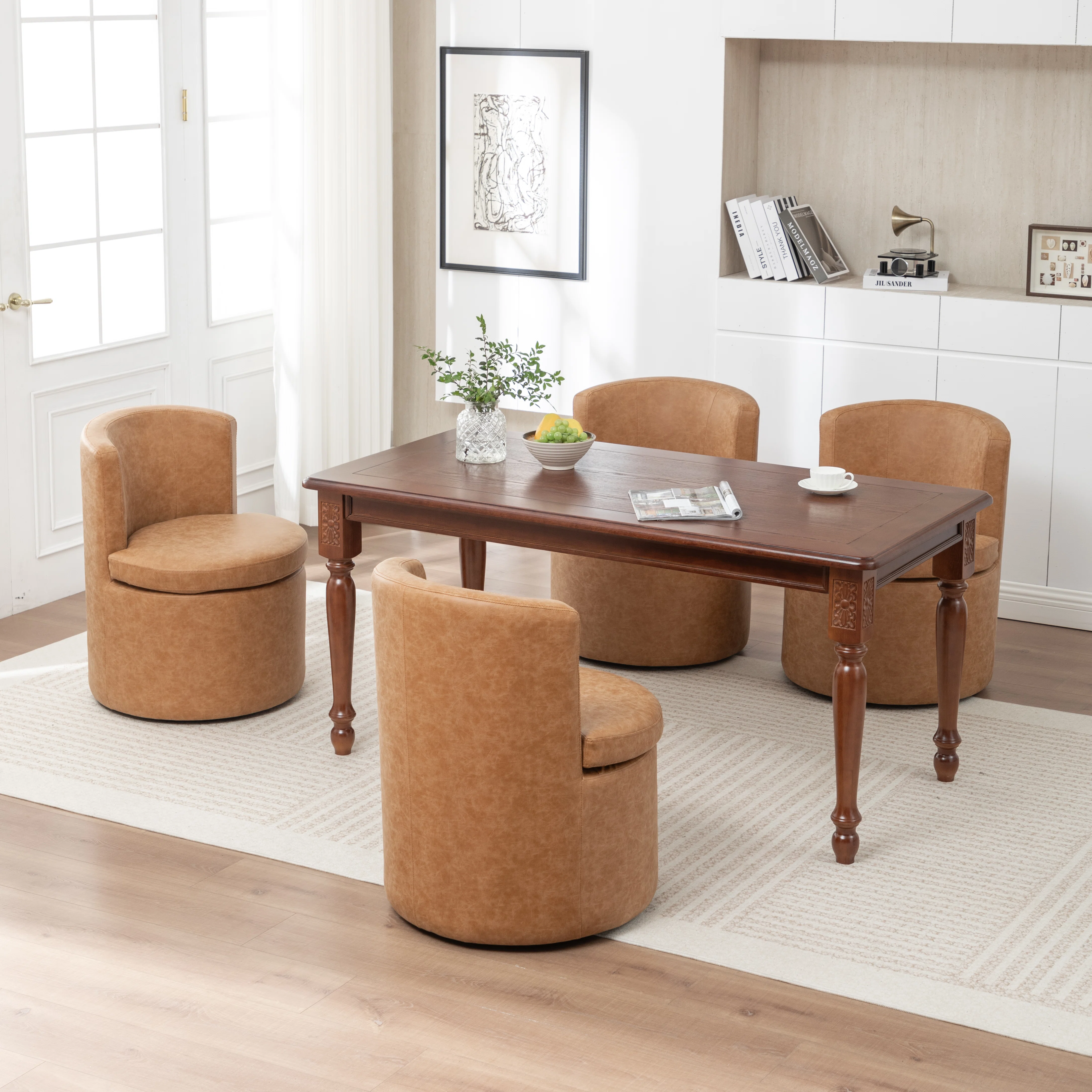 Charys Faux Leather Dining Chairs (Set of 4)