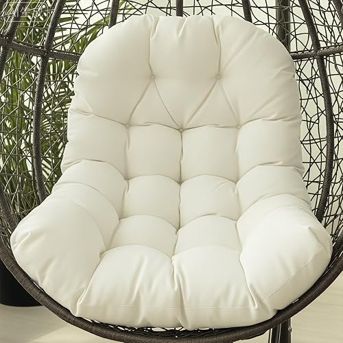 STAYDEN Egg Chair Cushion Replacement Outdoor Hanging Chair Cushion for Patio Furiture Hammock Swing Cushion 47x35x6 Inches (White)