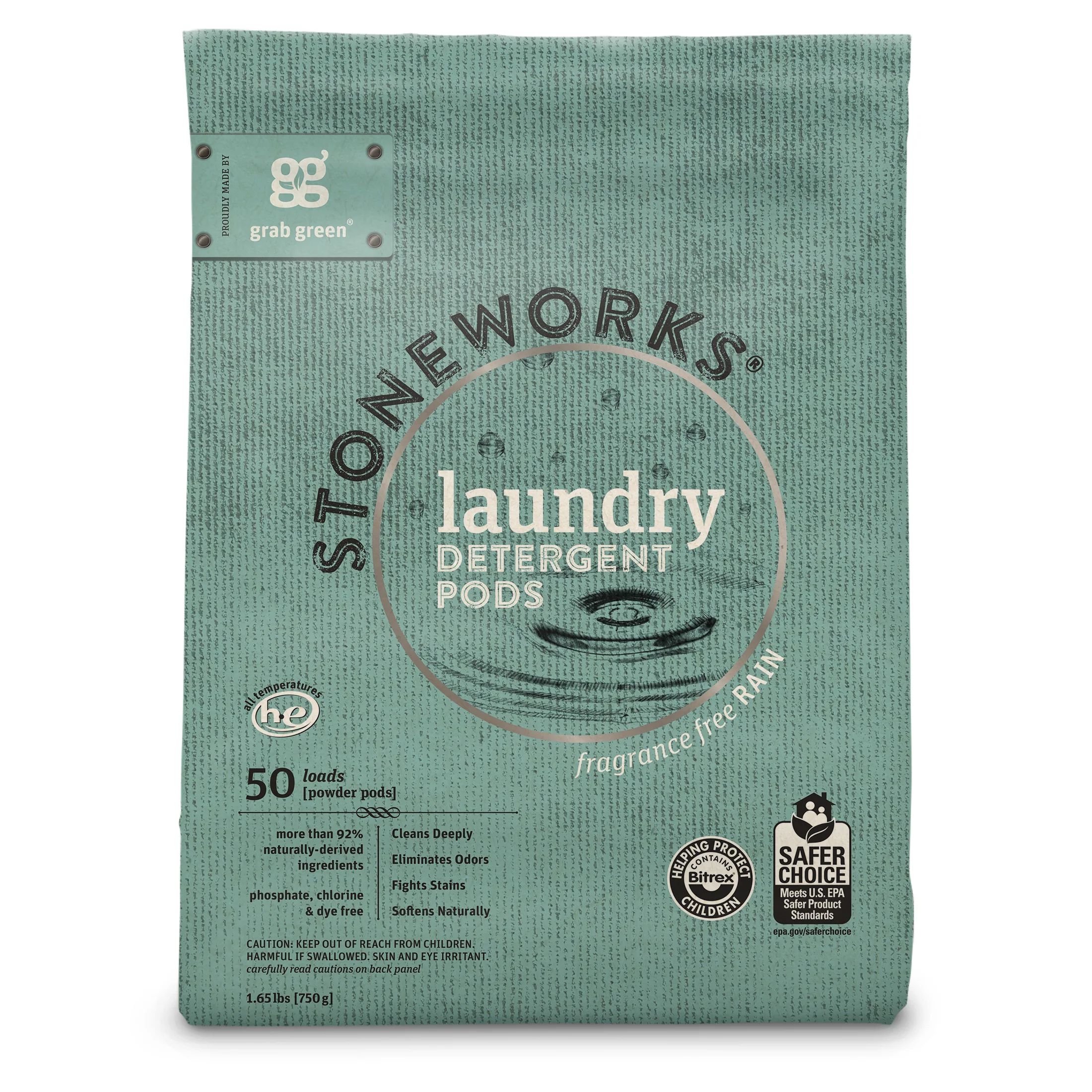 Grab Green - Stoneworks Laundry Detergent Pods - Rain