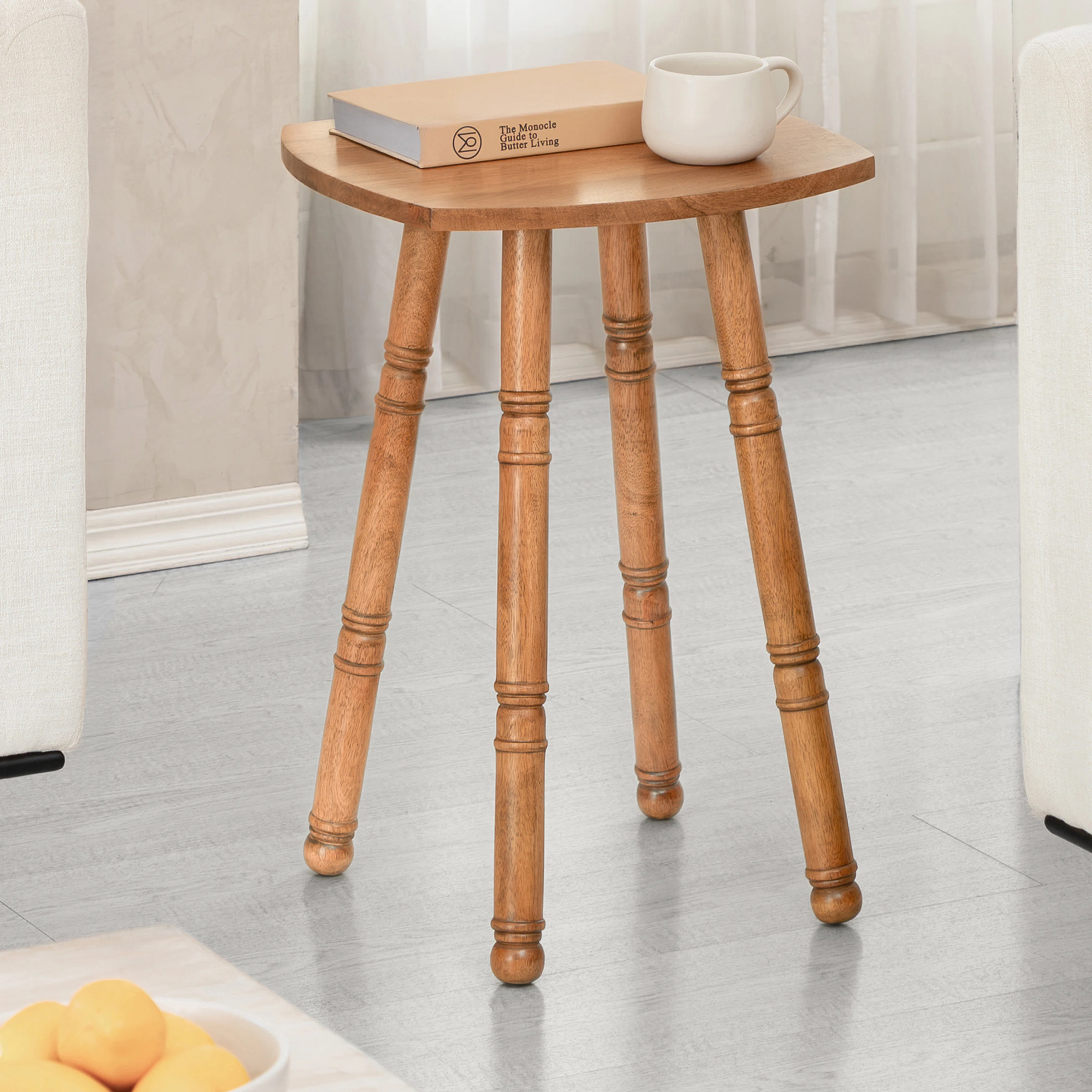 Cinta Solid Wood End Table with Paddle Shaped Top
