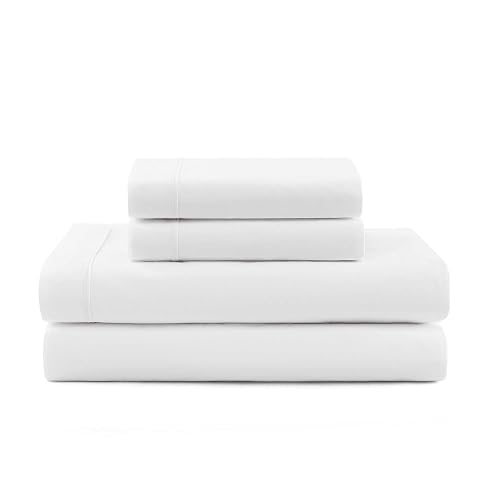 Tommy Hilfiger - Queen Size Sheet Set with Fitted Sheet & Pillowcases | 100% T200 Cotton Percale, Lightweight, Deep Pocket Fitted Sheet, Flat Sheet & Pillowcases Included, Machine Washable