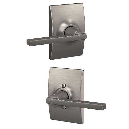 SCHLAGE Latitude Hall/Closet Passage Door Handle, Reversible, Satin Nickel | Hall or closet lever door handle with no lock, Easy to install, Certified durability, Universal fit