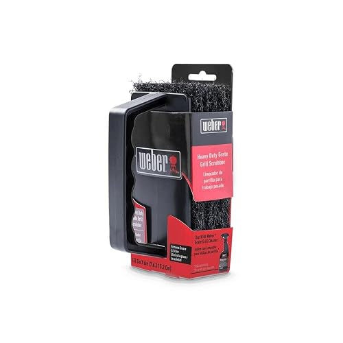 Weber® Grill Grate Scrubber, Grill Cleaning Accessory, Black | Heavy‑Duty BBQ Grate Scrubber with Comfortable Contoured Grip & 3 Replaceable Cleaning Pads - Grill Accessory