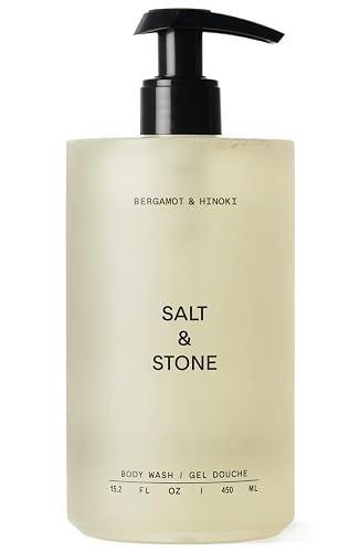 Salt & Stone Body Wash for Women & Men, Bergamot & Hinoki 15.2 fl oz | Shower Gel, Sulfate-Free, Paraben-Free, Dye-Free, Vegan, Hydrating & Moisturizing with Antioxidants, Vitamin C, Niacinamide