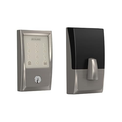 Schlage Encode Smart WiFi Deadbolt Lock with Century Trim, Satin Nickel | Keyless entry door lock, Touchscreen keypad, App control, Alexa, Google Home, Ring & Airbnb compatible, Certified security