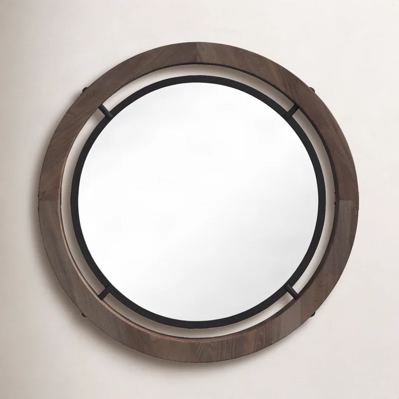 Joss Main Smita Solid Wood Round Mirror