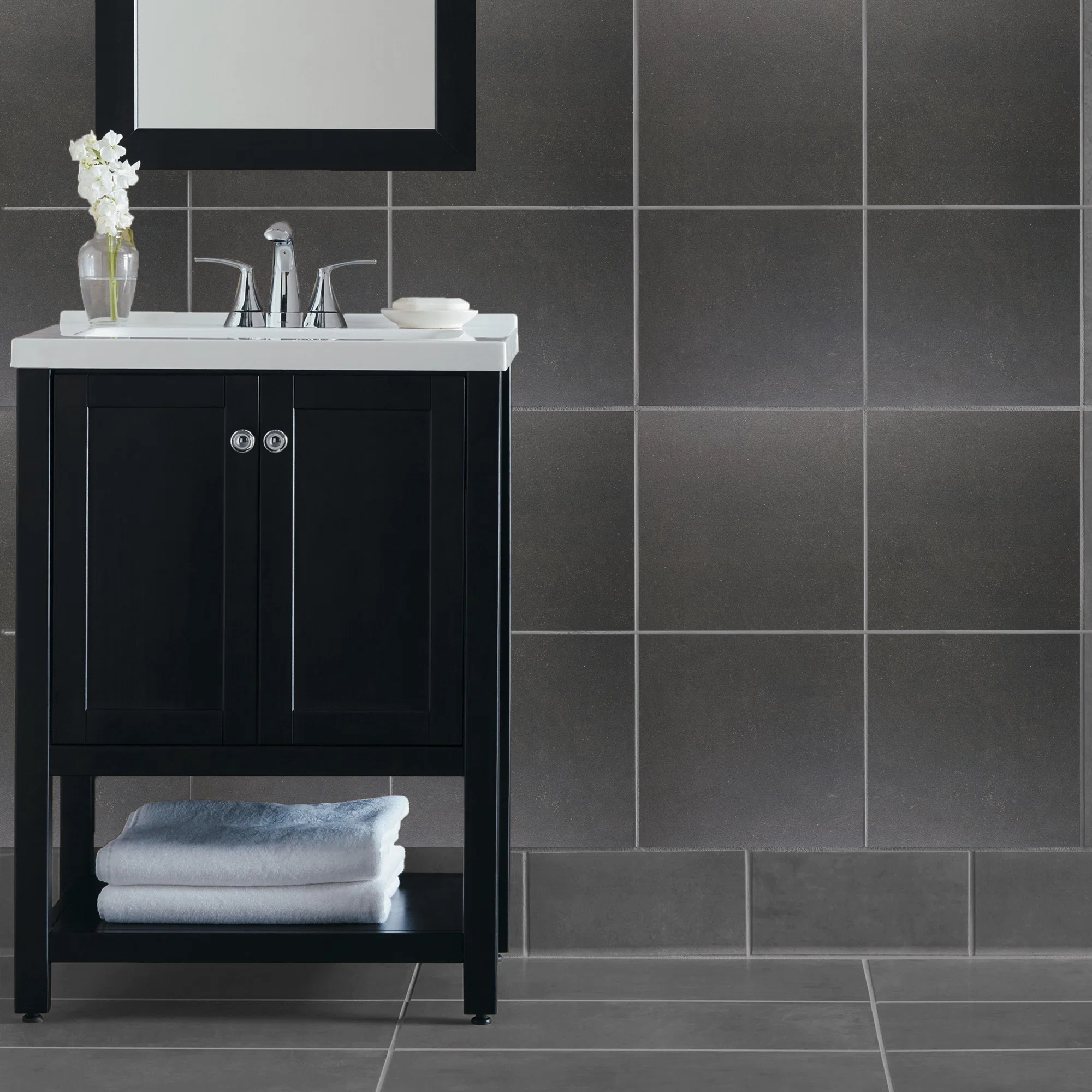 High Street 12'' W x 12'' L Porcelain Concrete Look Singular Tile