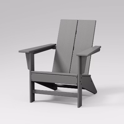 Polywood Moore Outdoor Adirondack Patio Accent Chair Slate Gray