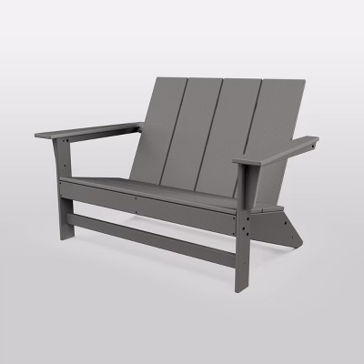 Polywood Moore Outdoor Loveseat Patio Sofa Slate Gray