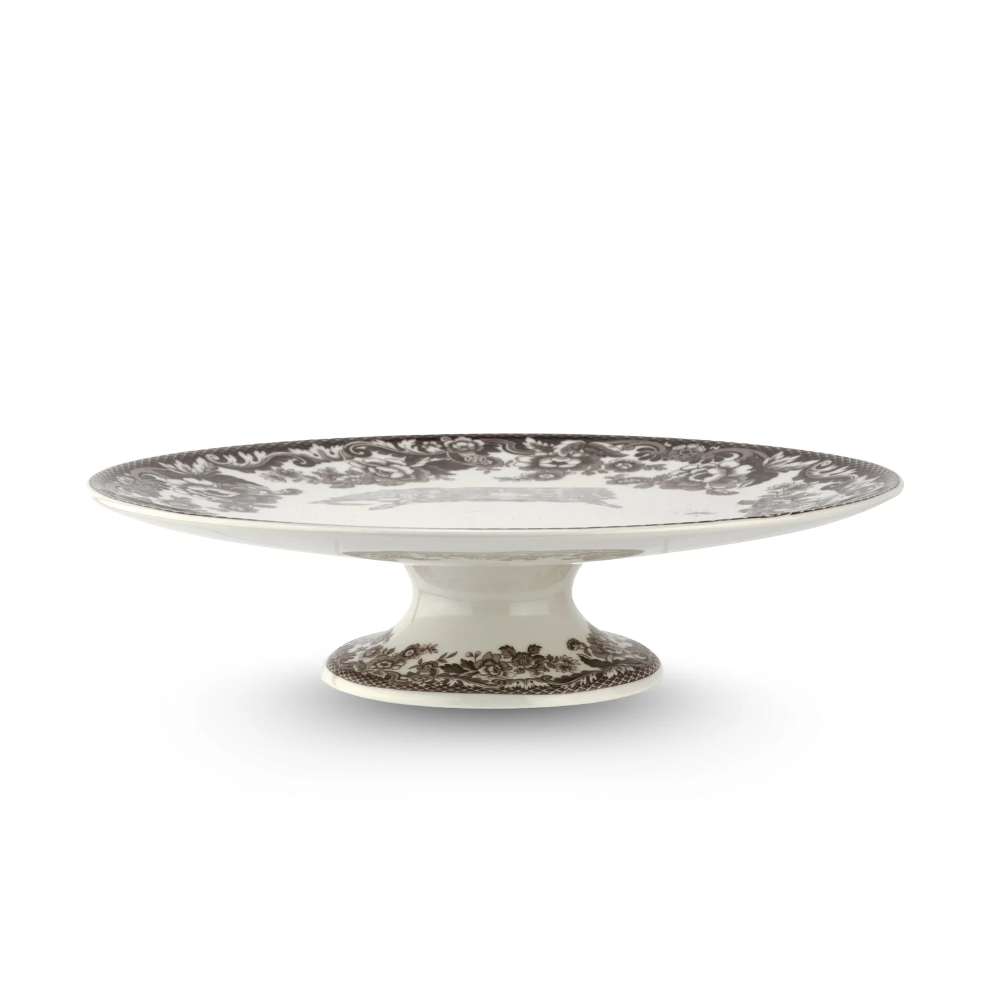 Spode Delamere Footed Cake Plate - Brown/White
