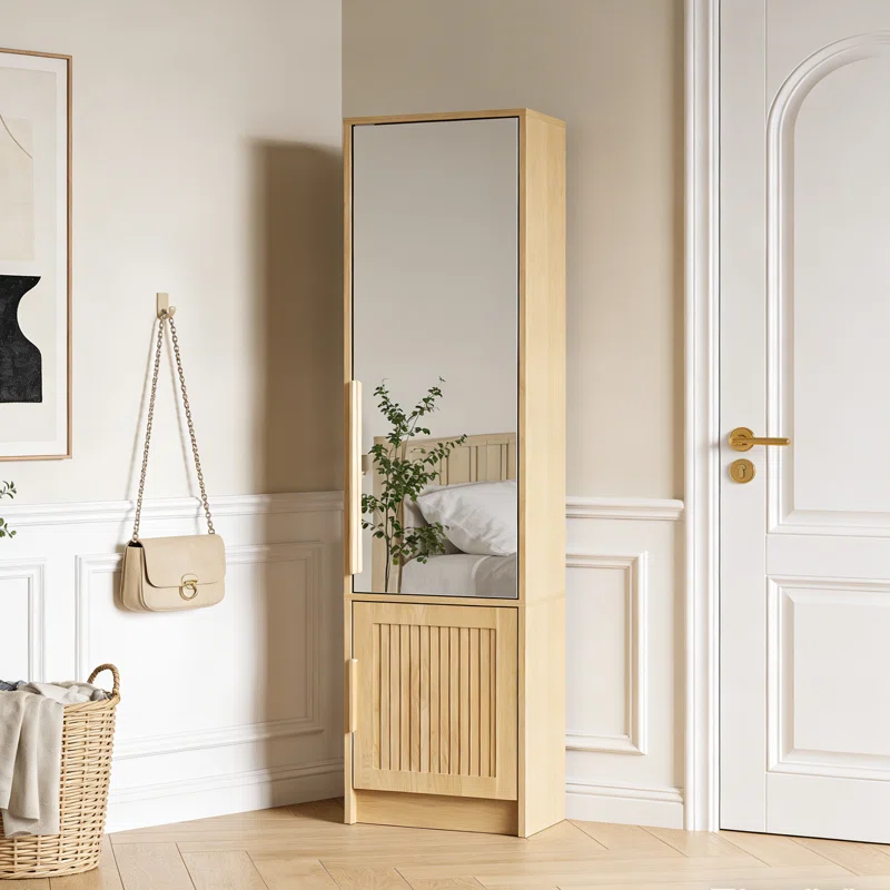 Ivy Bronx Armoires Wardrobe Closet Wardrobe Cabinet With Mirror Storage Cabinet With Hanging Rod