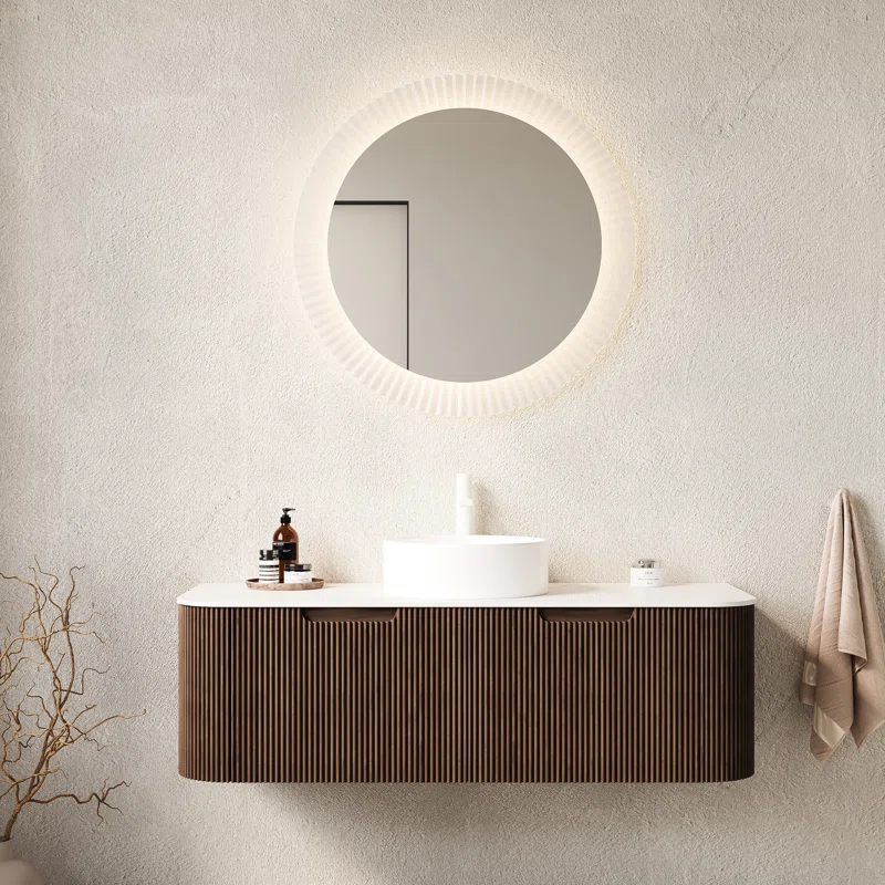 Hokku Designs Striped Floating Bathroom Vanity With White Ceramic Sink Bathroom Vanity For Modern Bathroom One Piece White Sink Basin Without Drain Pre Assembled