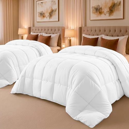 Utopia Bedding Full Size Comforter 2 Pack, Duvet Insert, White, 82 x 86 in | Soft and Fluffy Down Alternative Bed Comforter, All Season, Breathable, Corner Tabs, Box Stitched, Durable, Machine Washable