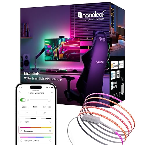 Nanoleaf Smart Multicolor Lightstrips with Matter, LED Light Strip 16.4ft | Bluetooth & WiFi Smart Light Strips Work with Apple/Google Home, LED Lights for Bedroom, App & Voice Control, 300 LEDs