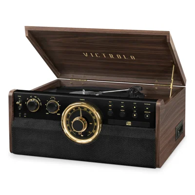 Victrola 6 In 1 Bluetooth Decorative Record Player With 3 Speed Turntable