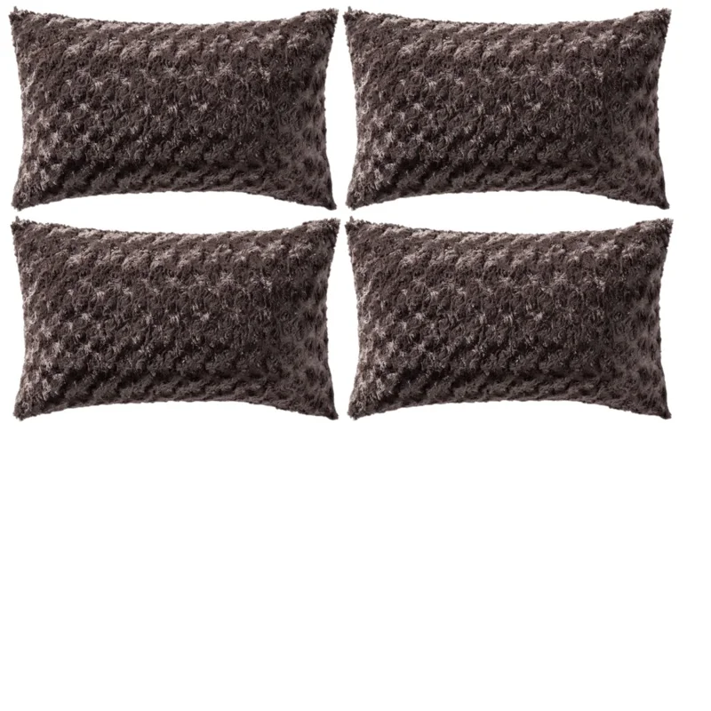 Warisi Set Of 2 Throw Faux Rabbit Fur Cushion Insert Included