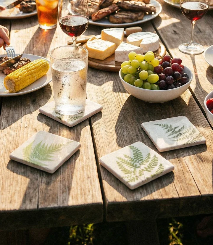 Set Of 4 Marble Coasters
