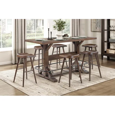 Topower Dining Table Counter Height 2362 Pine Pedestal Dining Table