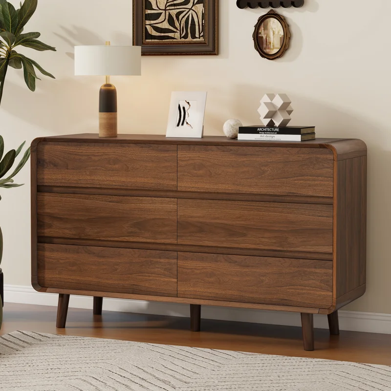 George Oliver Bedroom Dresser With 6 Drawer Wood Walnut Double Dresser 472 W X 158 D X 307 H