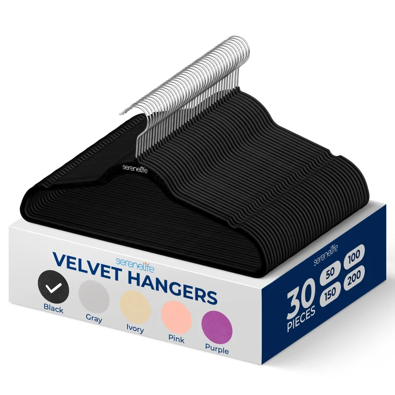 Rebrilliant Mackaylee Velvet Hangers Non Slip Standard Clothes Hanger Set Heavy Duty Ivory Hangers