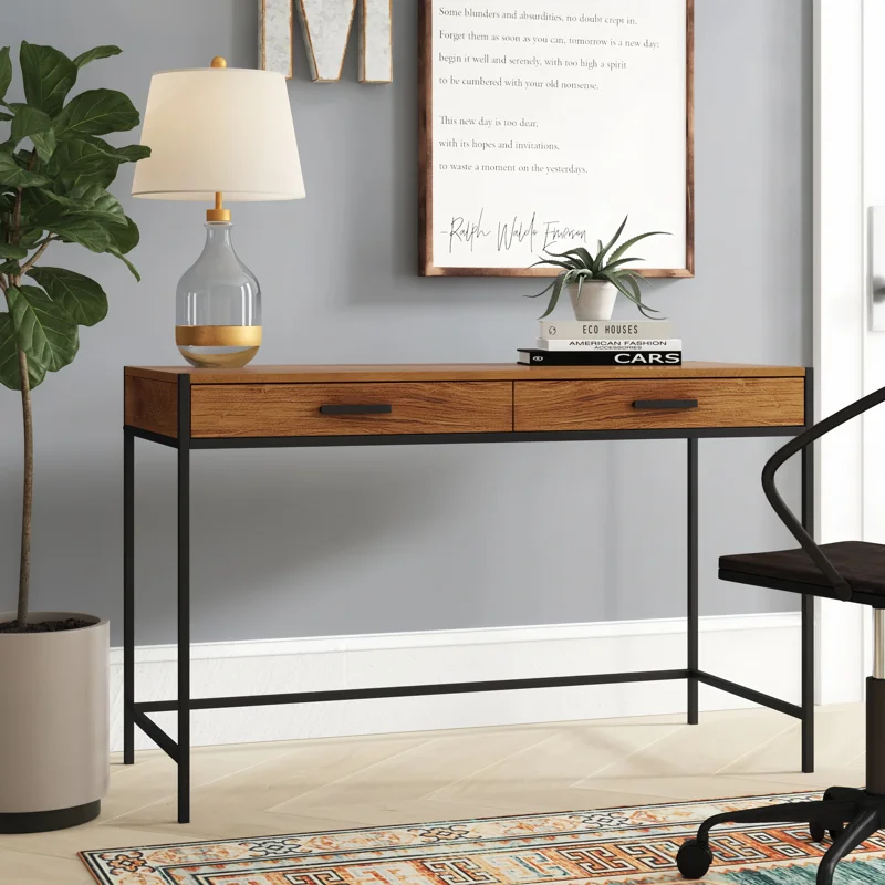 Union Rustic Harless Desk 48 Modern Writing Desk With Storage Drawer