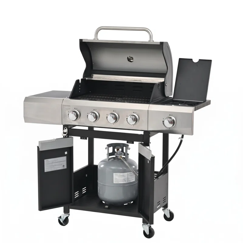 Endark 4 Burner Propane Gas Grill With 1 Side Burner And Cover For Outdoor Bbq Camping