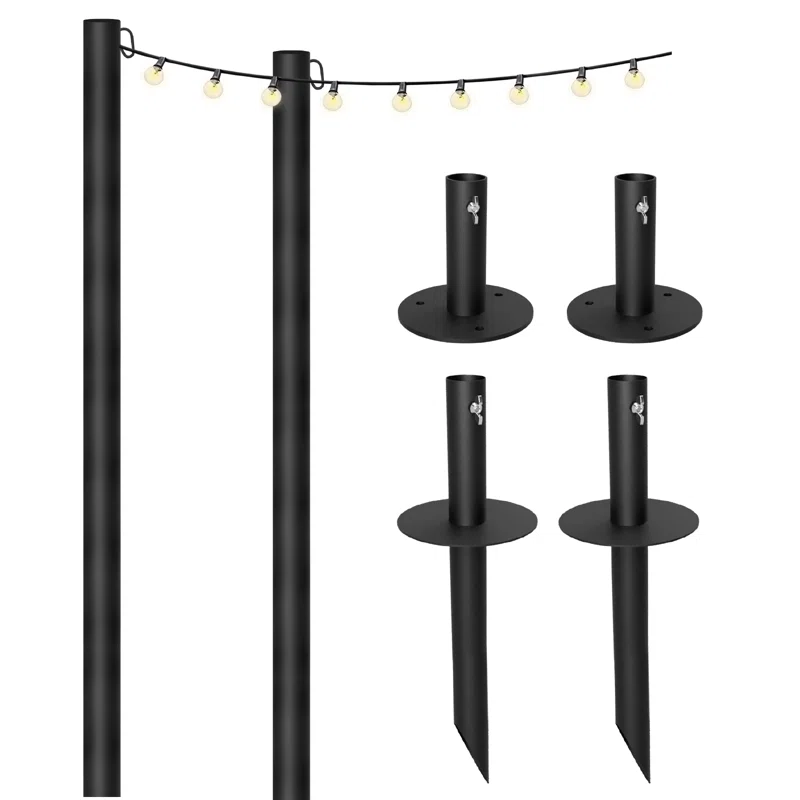 Excello Global Products Bistro String Light Poles 50ft Of String Lights