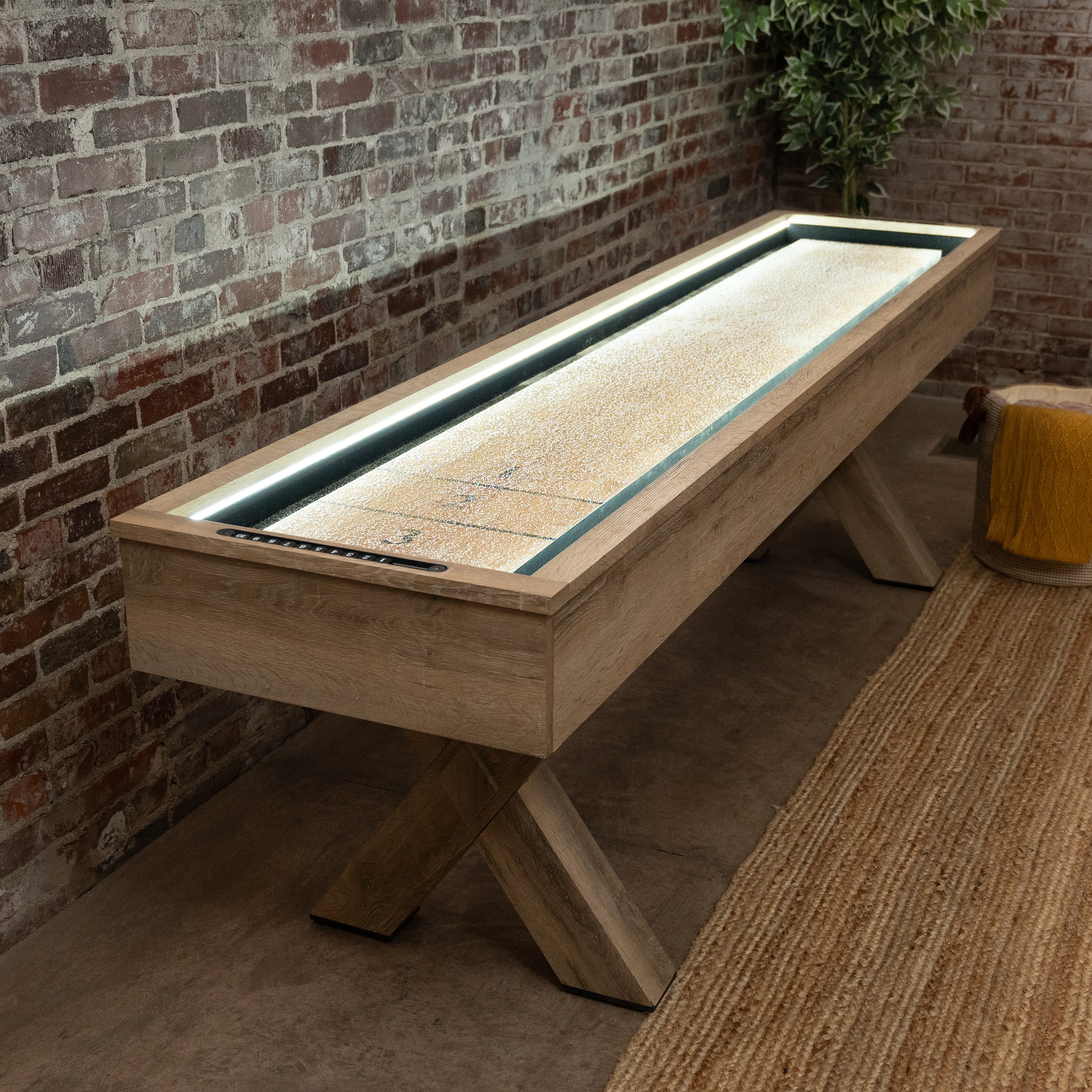 American Legend White Oak LED Shuffleboard Table with Buffet Top