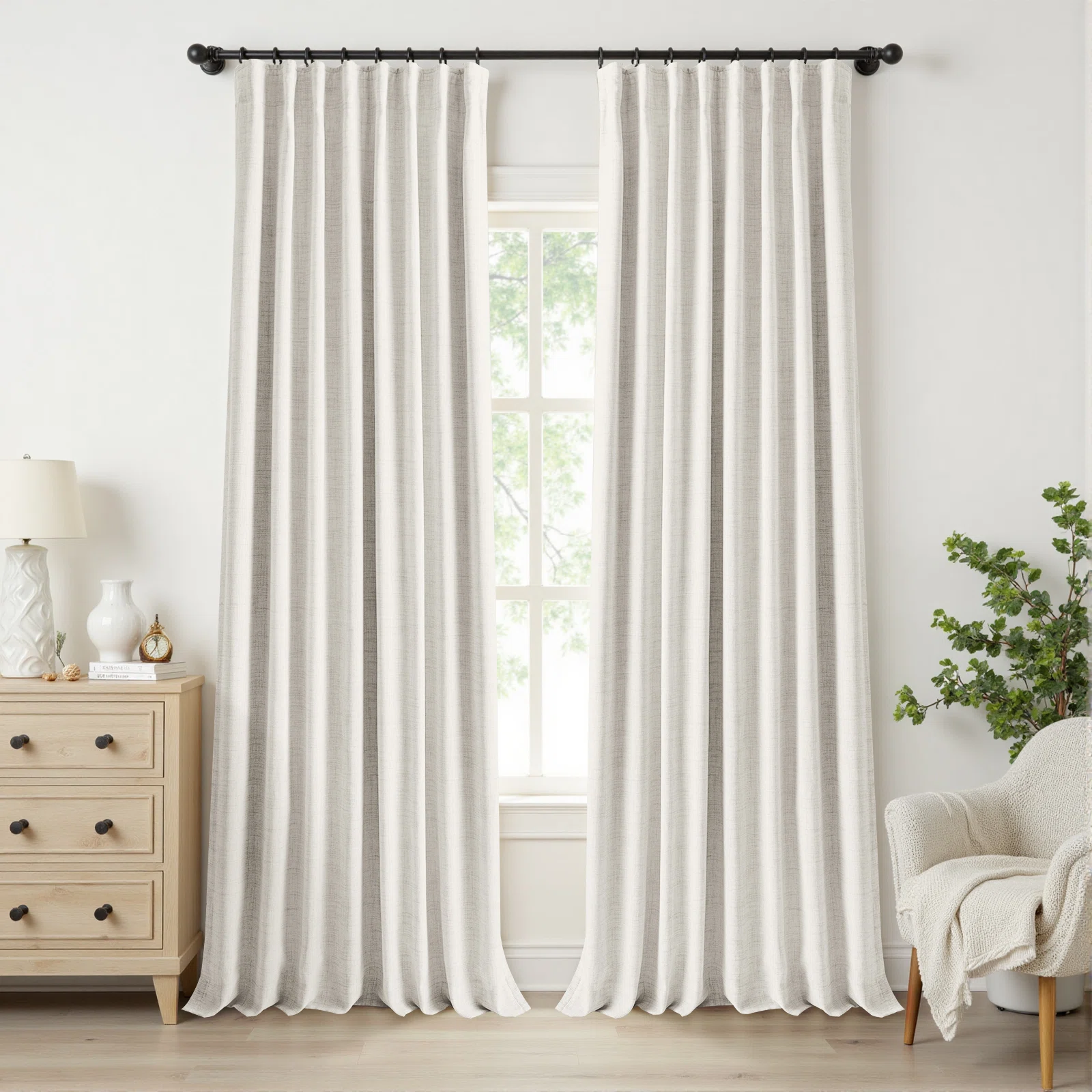 Birglinde Faux Linen Textured Thermal 100% Blackout Curtains for Bedroom Living Room Rod Pocket/Ring Clips