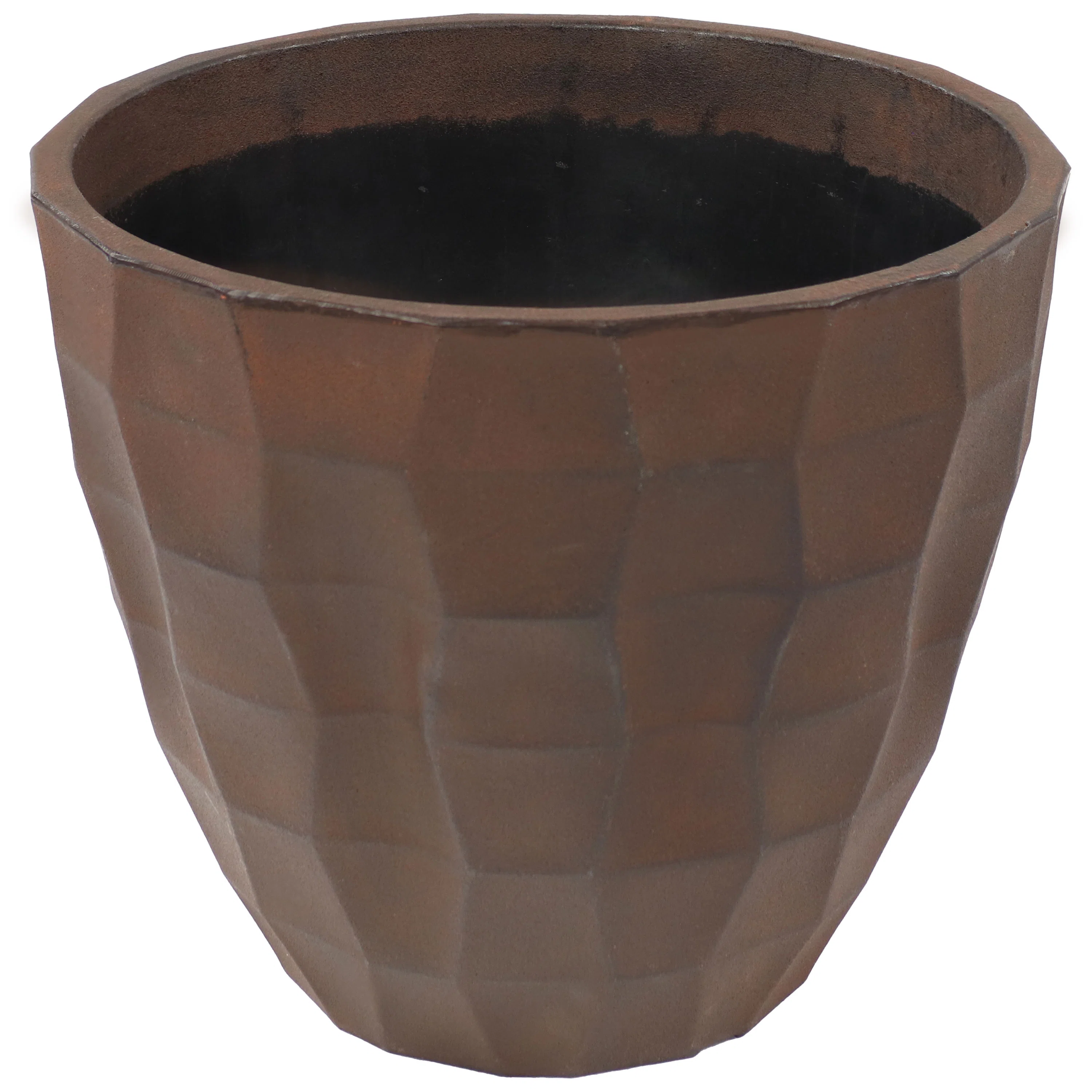 Boisdale Pebbled 15.75" x 15.75" x 14" Round Brown Polyresin Outdoor Planter Pot
