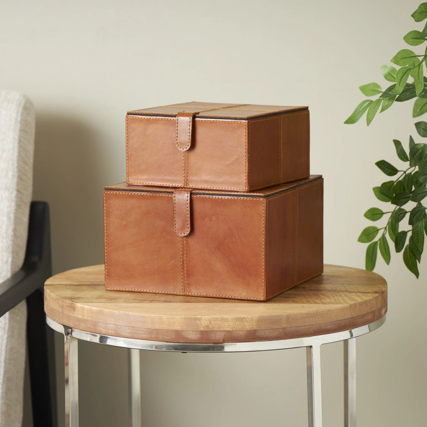 Brownsburg 2 Piece Handmade Faux Leather Decorative Box Set