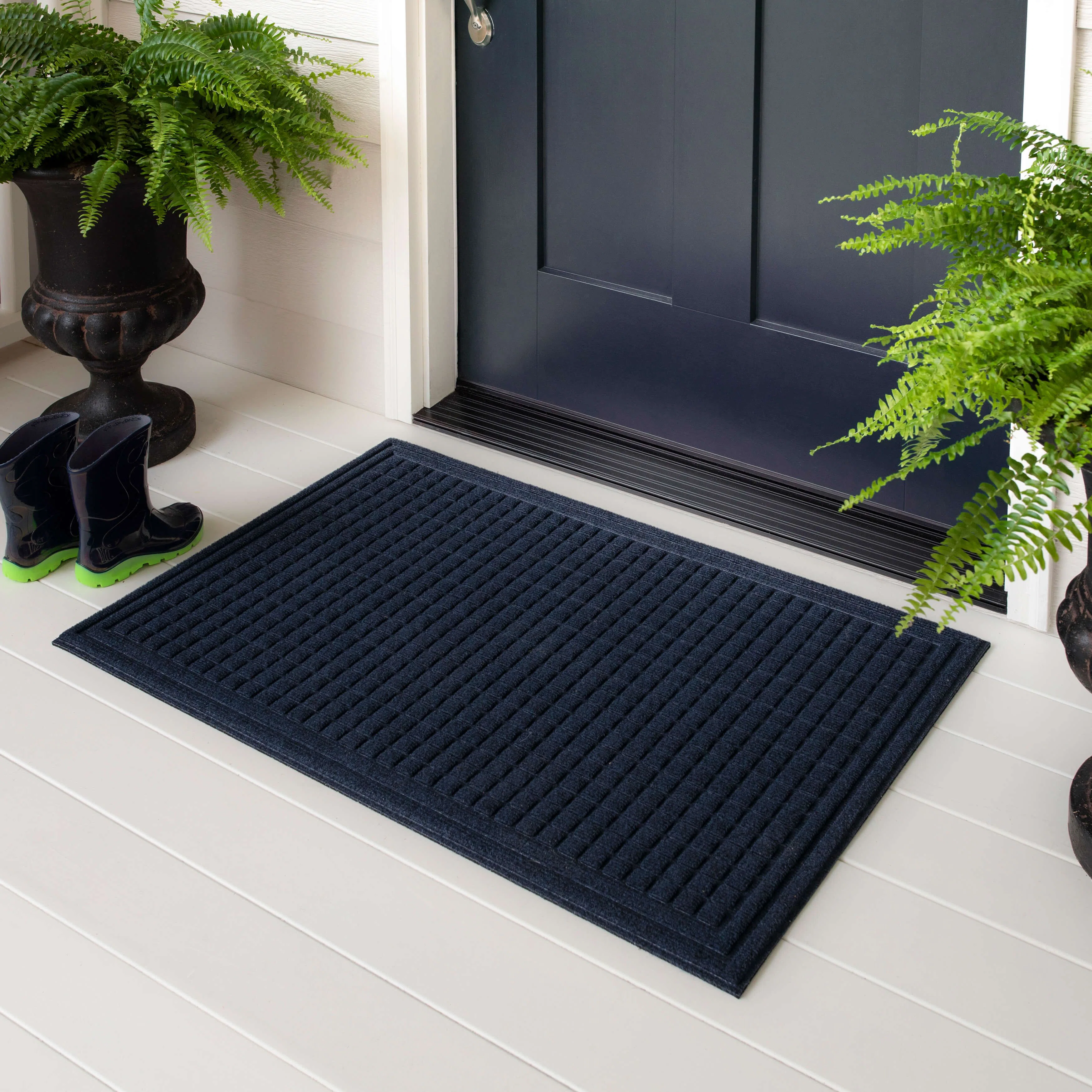 Caire Grid Impressions Recycled Rubber All Weather Outdoor Door Mat
