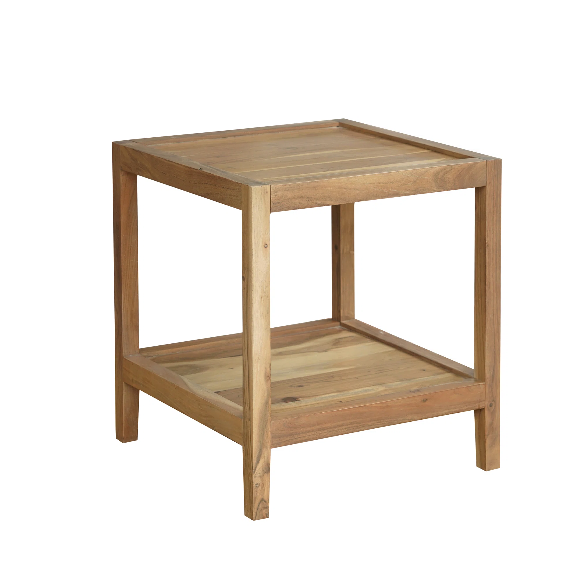 Gerlisa Contemporary Solid Square Raised Lip Edge and Storage Side Table