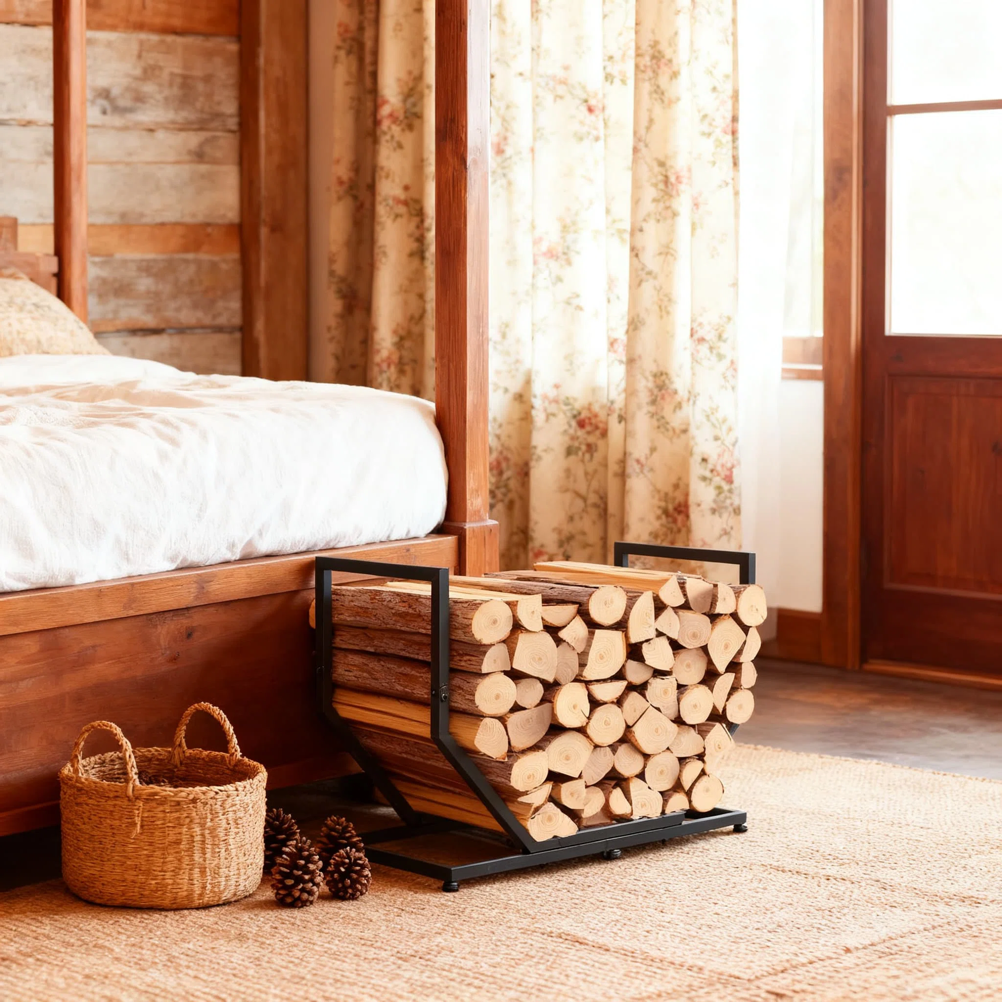 Heavy Duty Firewood Rack For Indoor And Outdoor Use With Large Capacity Storage And Adjustable Leveling Feet For Stability On Uneven Surfaces