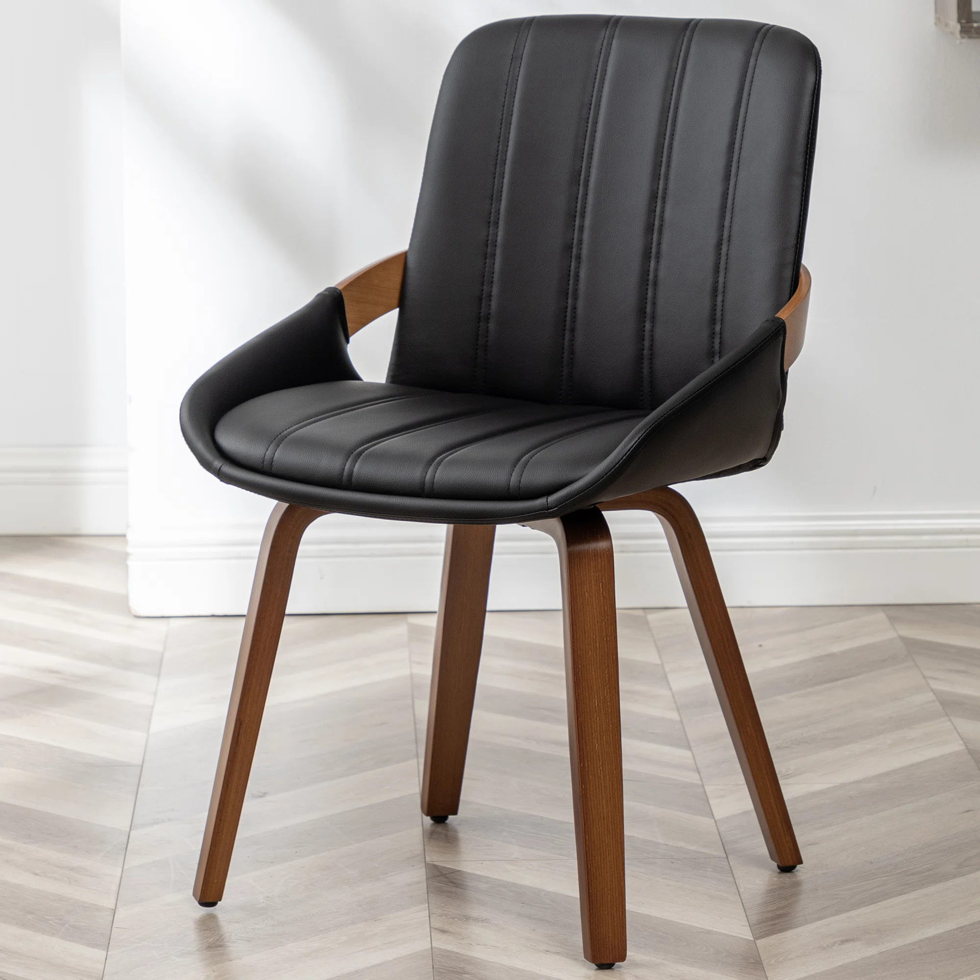 Home Office Chair - Upholstered Faux Leather Back Desk Chair, Ergonomic Executive Chair with Lumbar Support