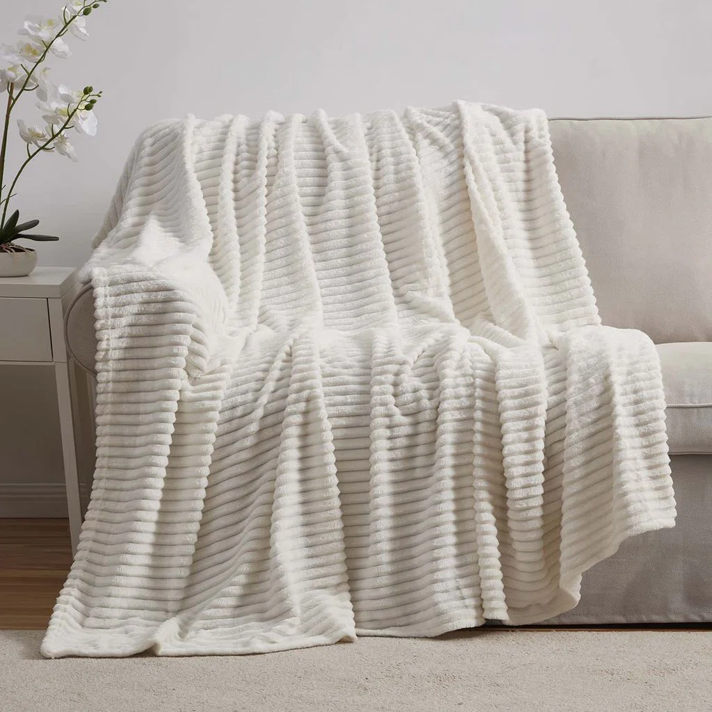 Nestl Cut Plush Cozy Throw Blanket - Fuzzy Warm Fleece Bed Blankets - Throws for Sofa, Bed, and Couch