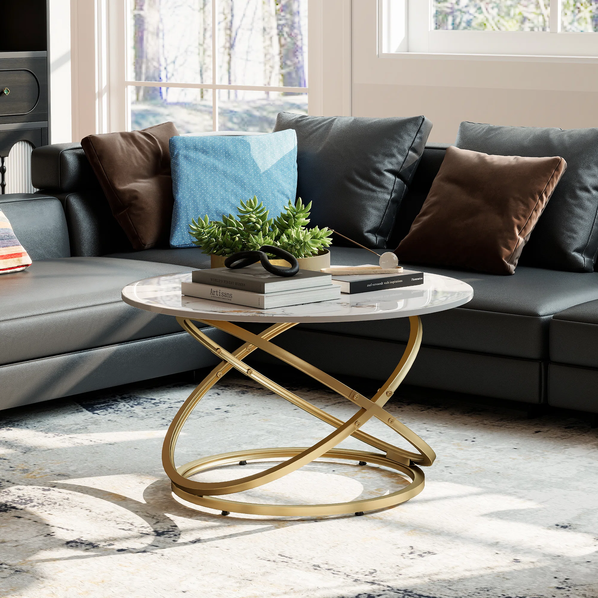 Reepham Modern Design Marble Coffee Table for Living Room
