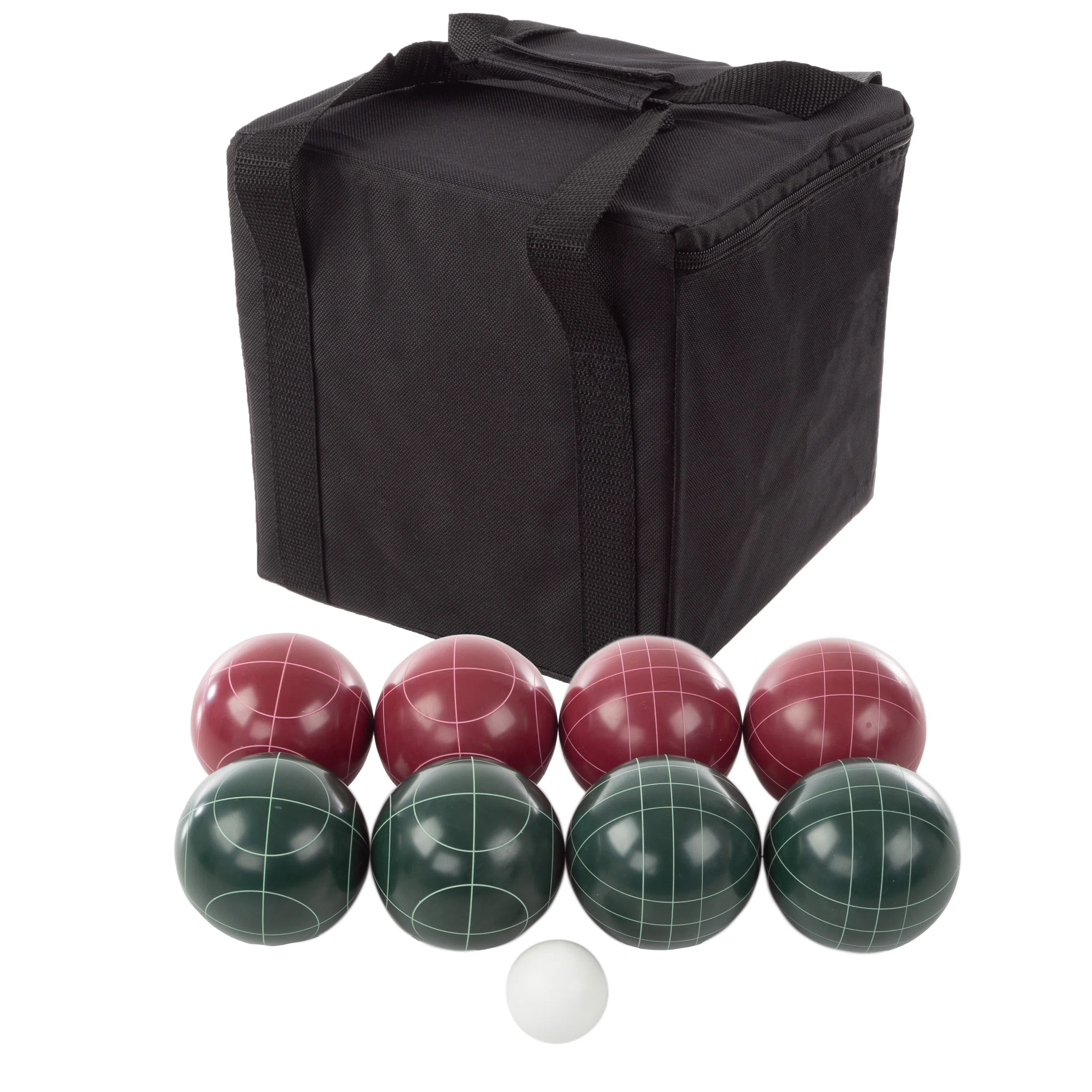 Bocce Ball Set Regulation Size - Lawn Game for Backyard or Beach - Includes Red and Green Bocce Balls, Pallino, and Carrying Case
