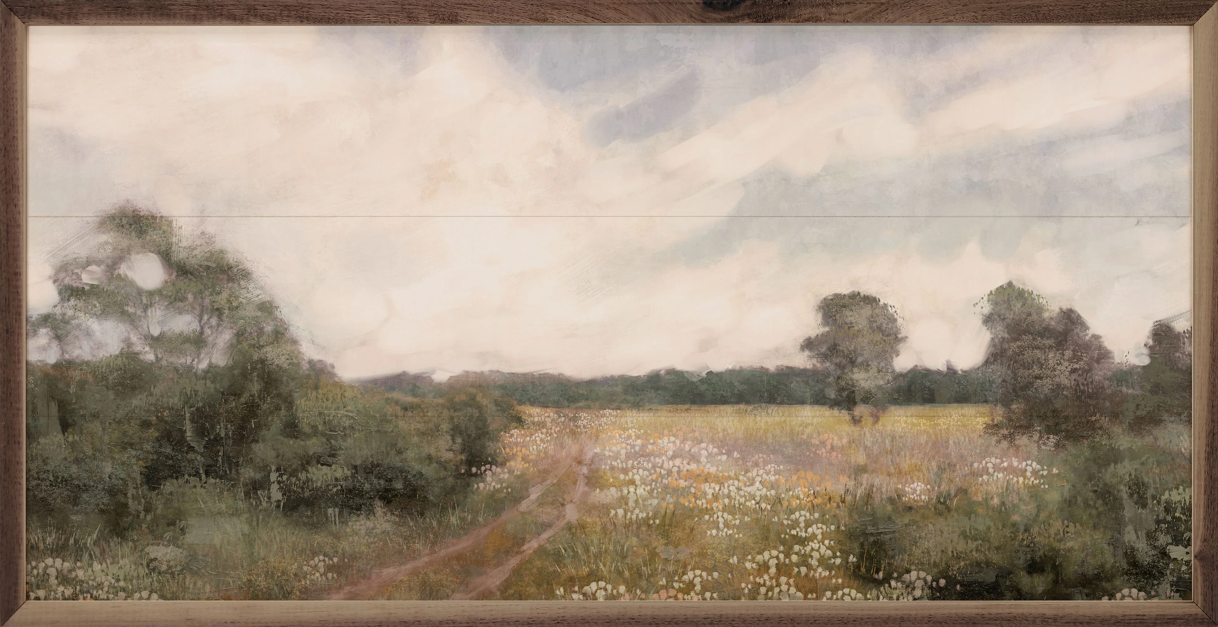 Vintage Landscape 2 Path by Nina Blue - Single Picture Frame Print on Wood