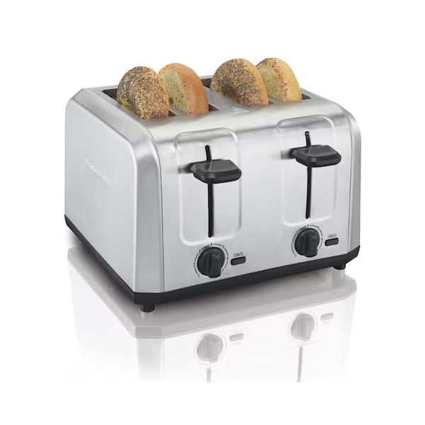 Stainless Steel Silver 4 slot Toaster 7.48 in. H X 10.94 in. W X 11.22 in. D