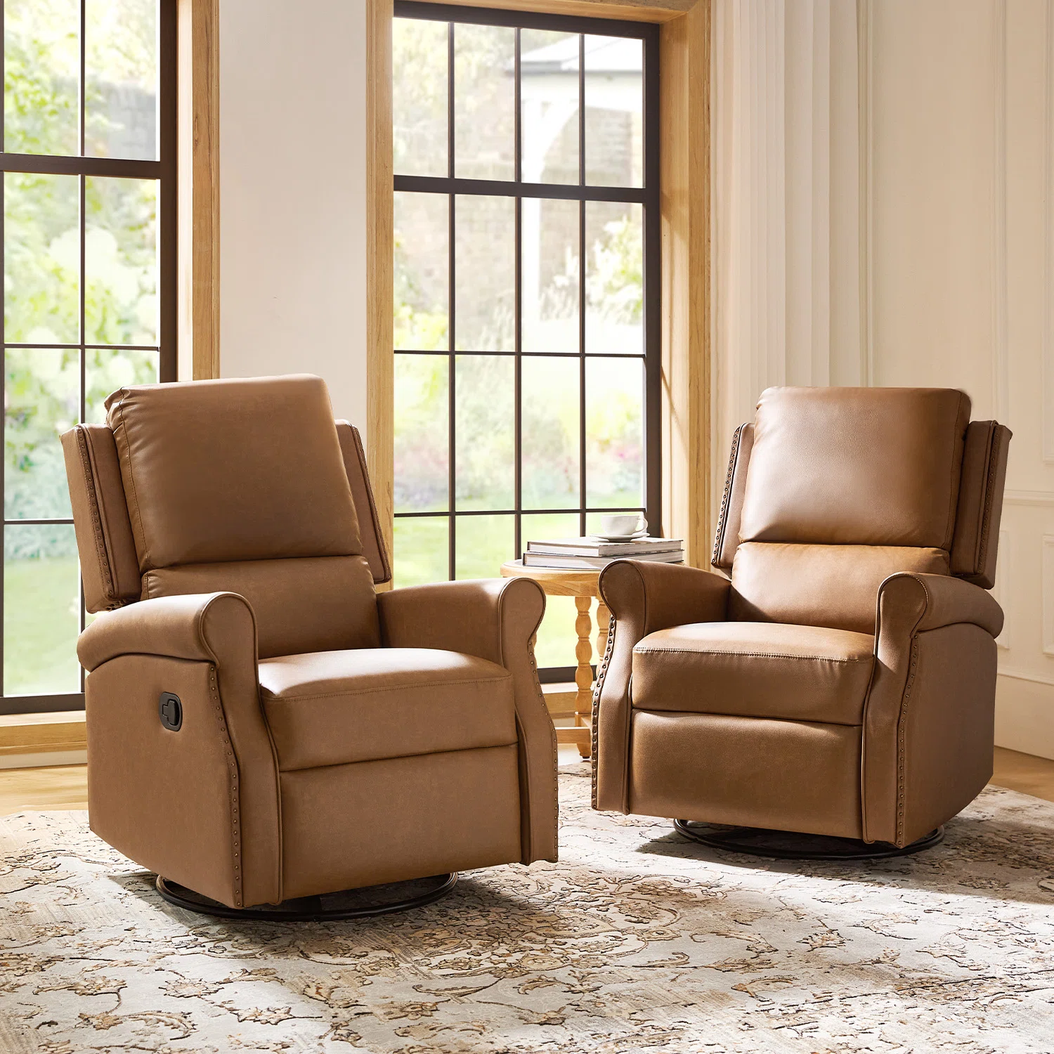 Philip 38'' Traditional Faux Leather Swivel Rocker Manual Recliner (Set of 2)