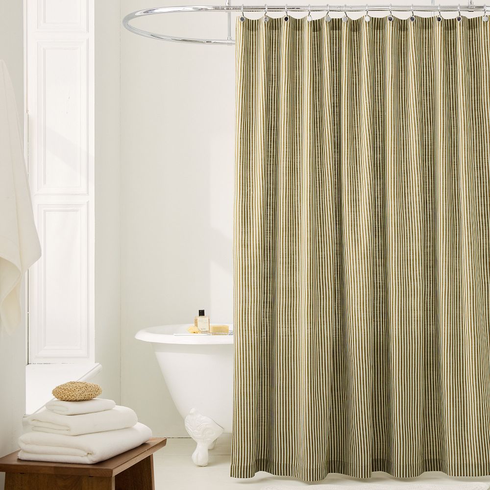 Pierce and Ward Mini Stripe Shower Curtain 72x74, Olive